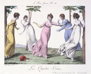„Les Quatre Coins”, illusztráció a „Le Bon Genre”-ből, tizenkilencedik század eleje (színes metszet)